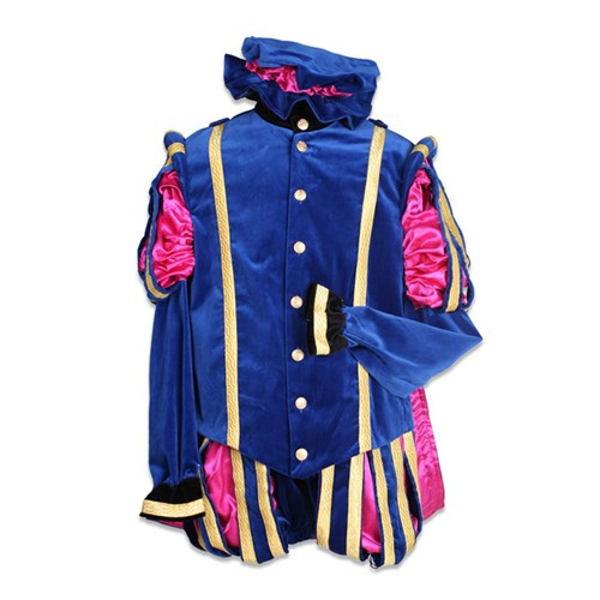 Pre-order Piet fluweel Malaga blauw/roze