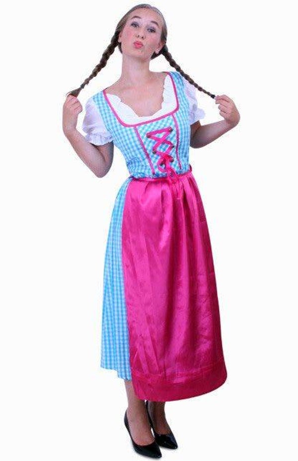 Tiroler jurkje blauw roze