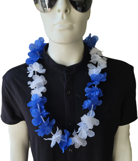 Hawaii ketting blauw/wit