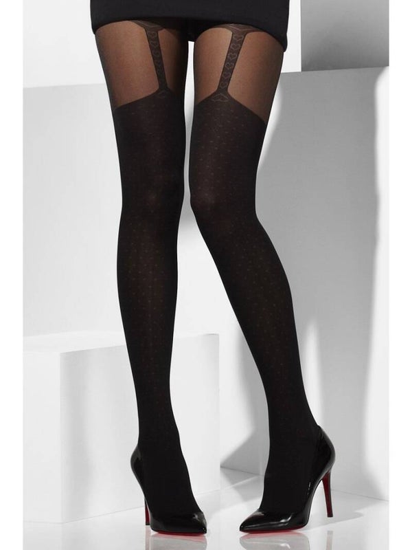 Opaque tights suspender print