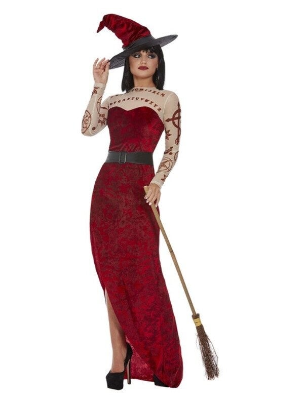 Rode Ouija Bord Heks Vrouw Kostuum
