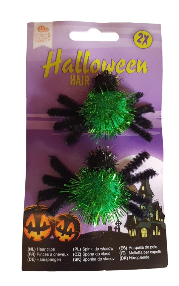 Halloween haarclip spin groen