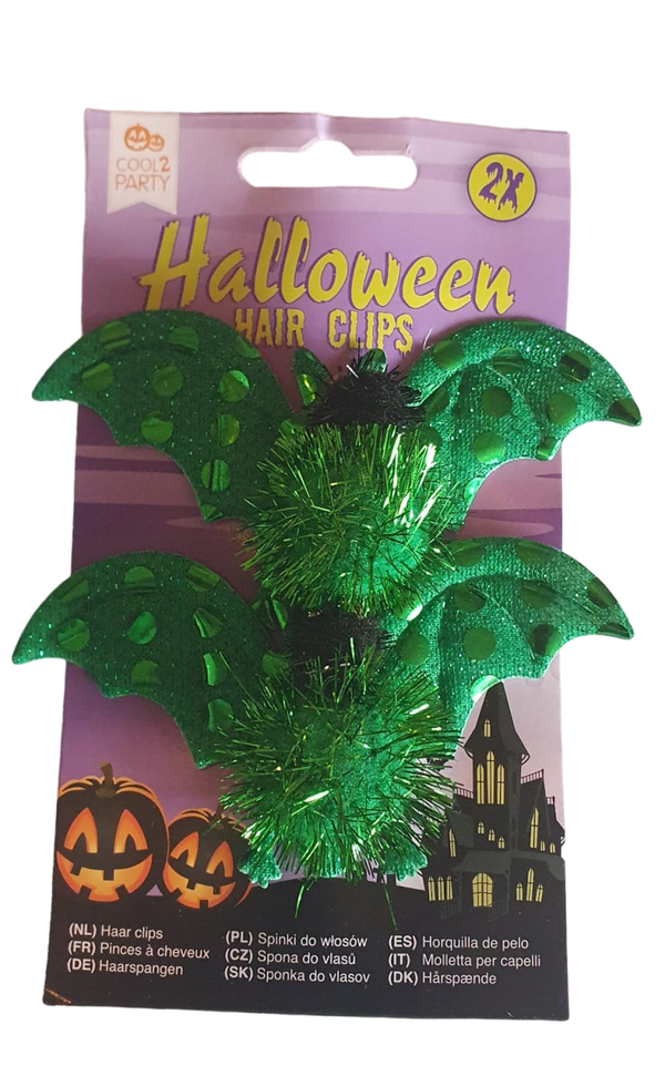 Halloween haarclip vleermuis groen