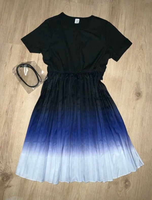 Mädchen Kleid Plisseekleid mit Gürtel Gr.134/140