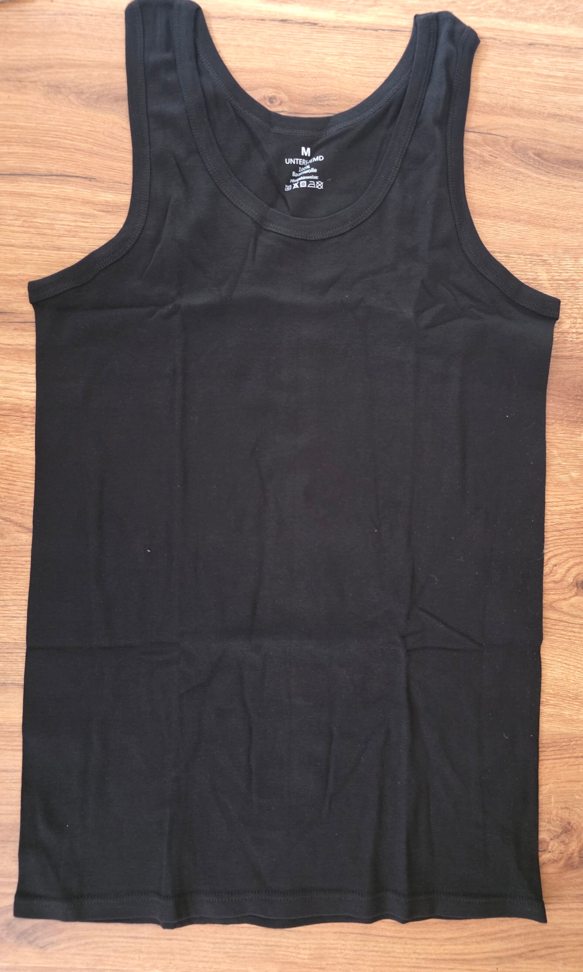 Herren Unterhemd 3er-Pack schwarz Gr. M 100% Baumwolle