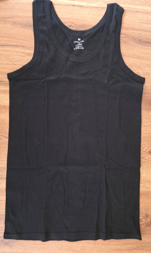 Herren Unterhemd 3er-Pack schwarz Gr. M 100% Baumwolle