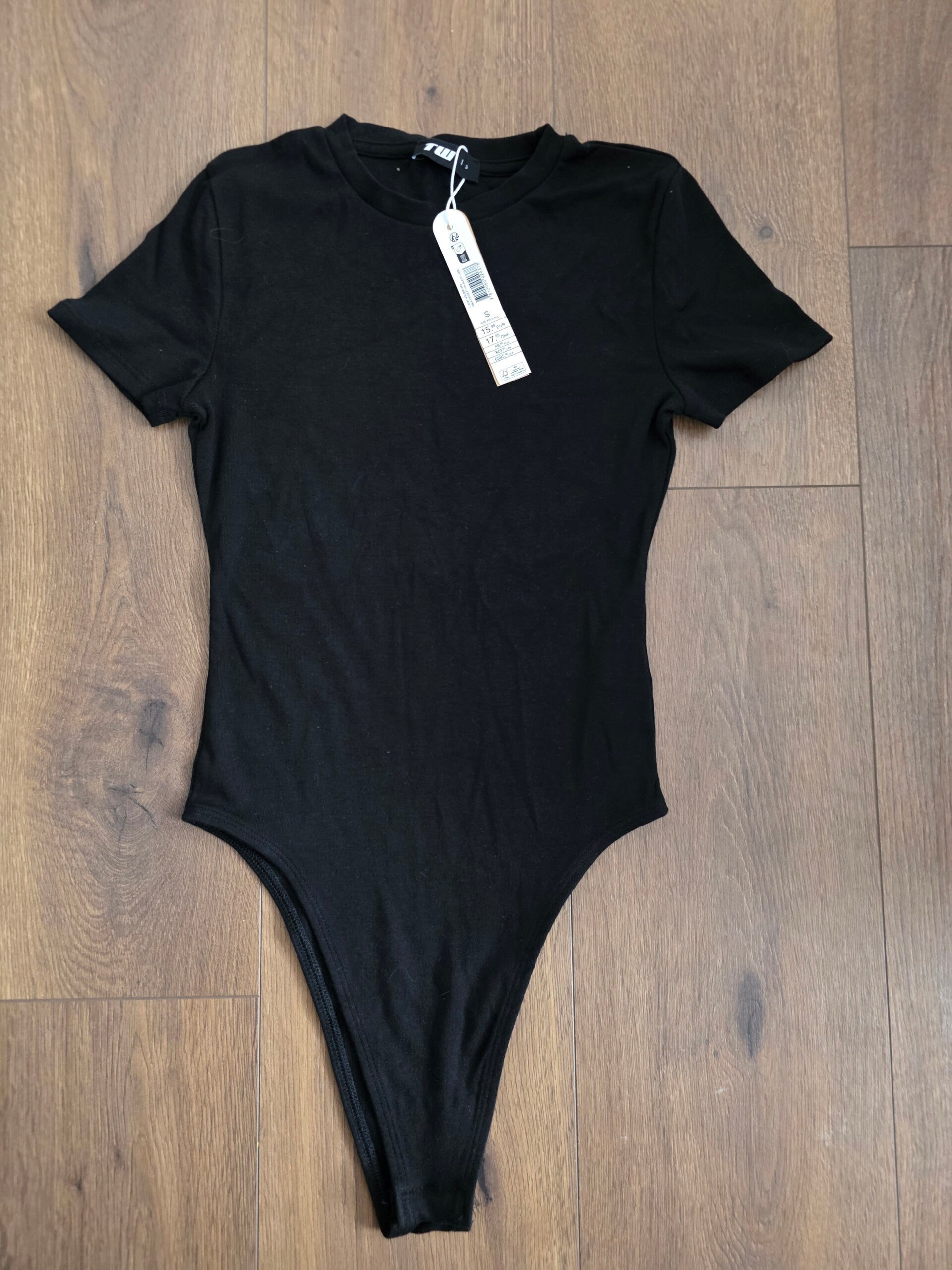 Body Basic Schwarz Kurzärmelig Gr. S