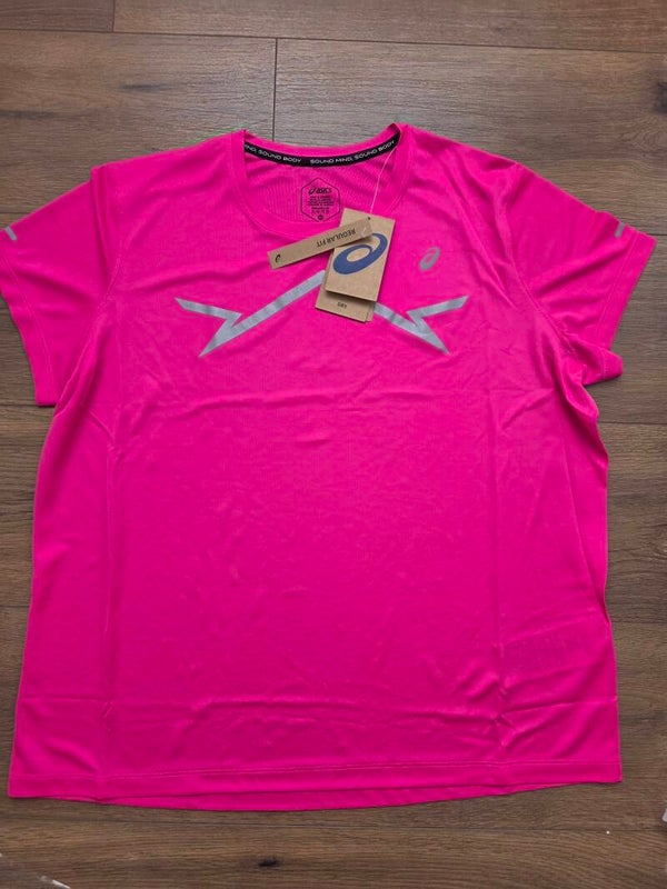 asics Lite-Show SS Top Damen Shirt T-Shirt Pink Glow Running Gr. XL