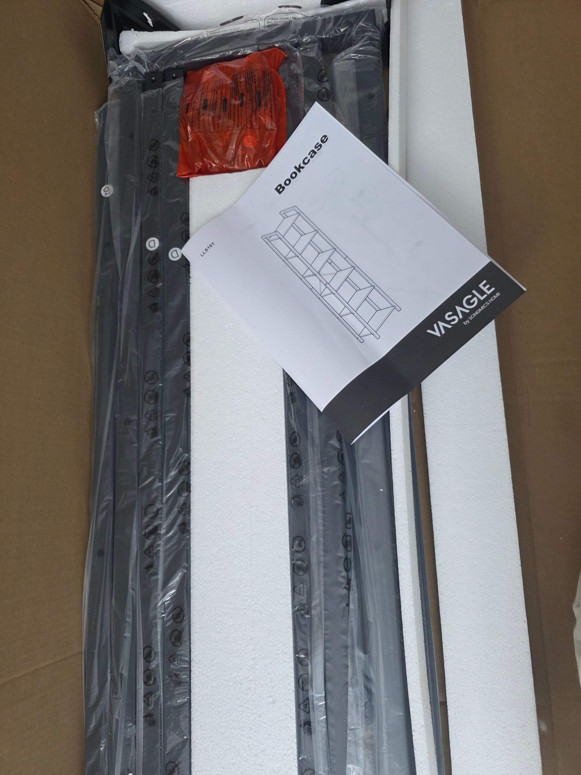 VASAGLE Regal, Bücherregal, Standregal, DVD-Regal, mit 6 Ebenen, Büroregal, offene Ablagen, für Büro, Wohnzimmer, Schlafzimmer, Küche, 30 x 40 x 186 cm, vintagebraun-tintenschwarz LLS101B01