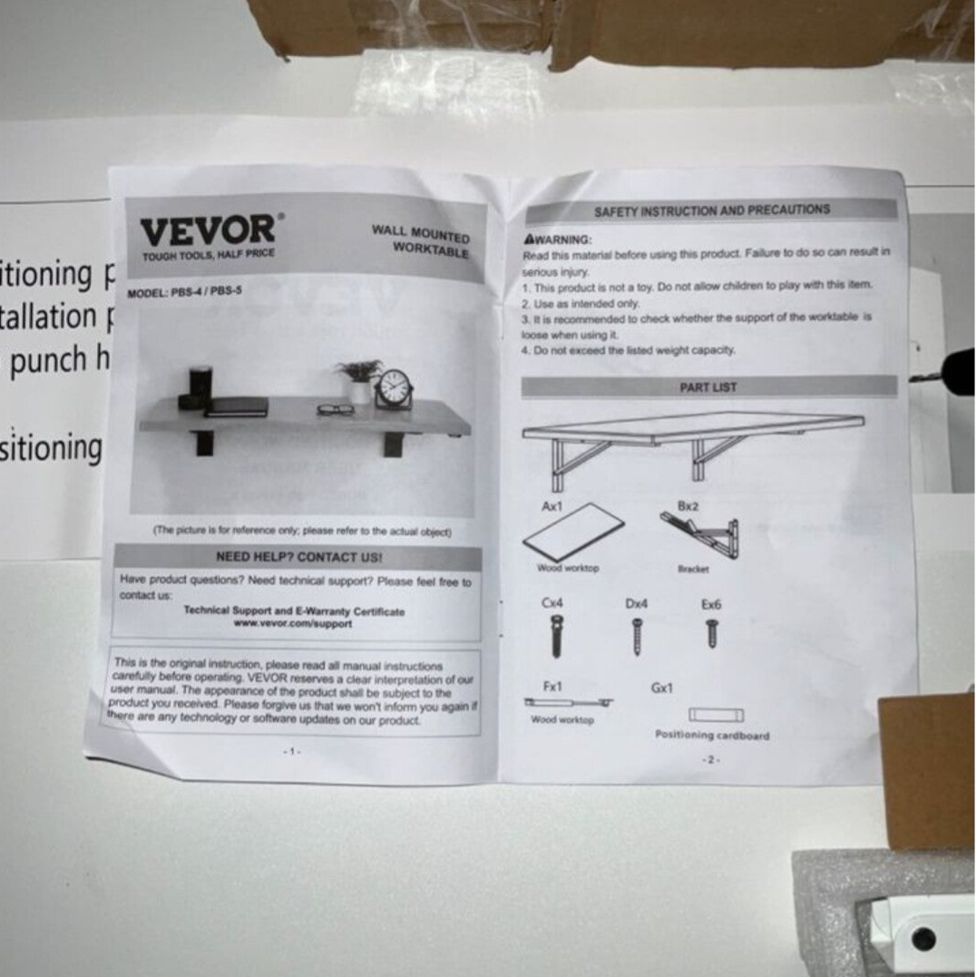 VEVOR Wandklapptisch, 110 x 46 cm