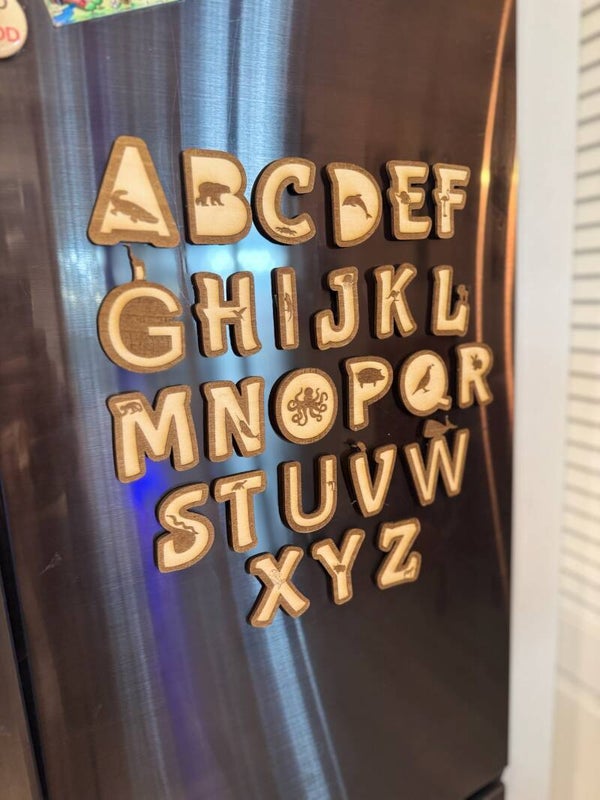 Wooden ABC Magnets Featuring Animals