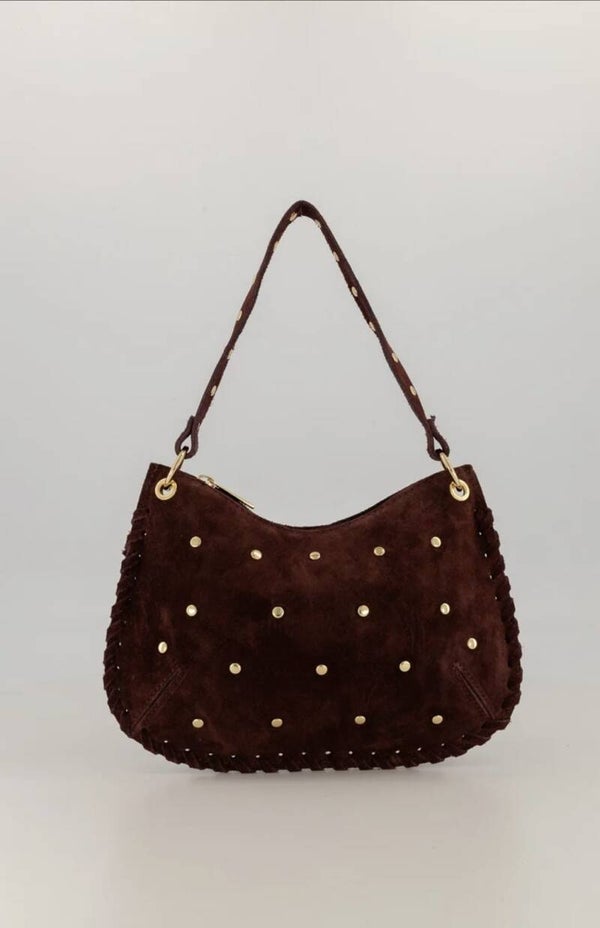 Leren tas met studs - bordeaux