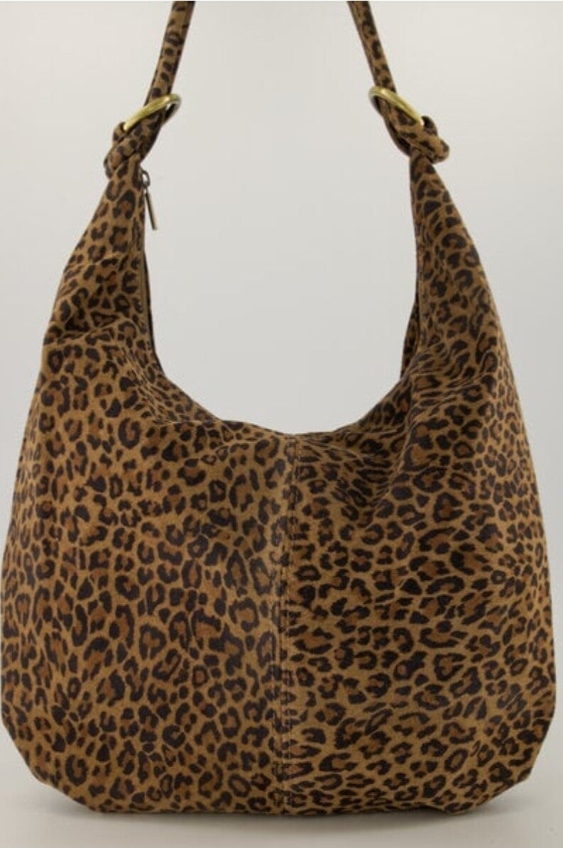 Suède schoudertas - luipaard
