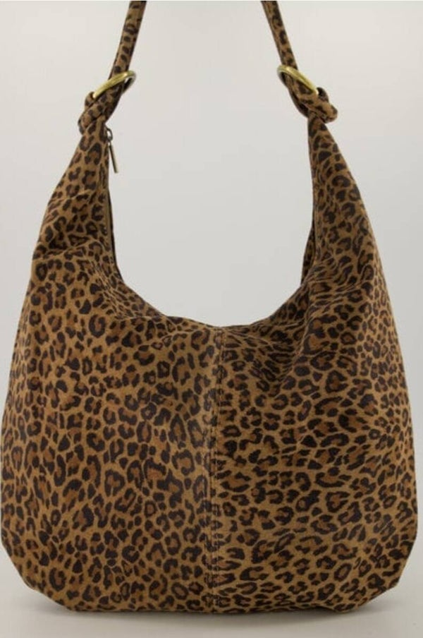 Suède schoudertas - luipaard