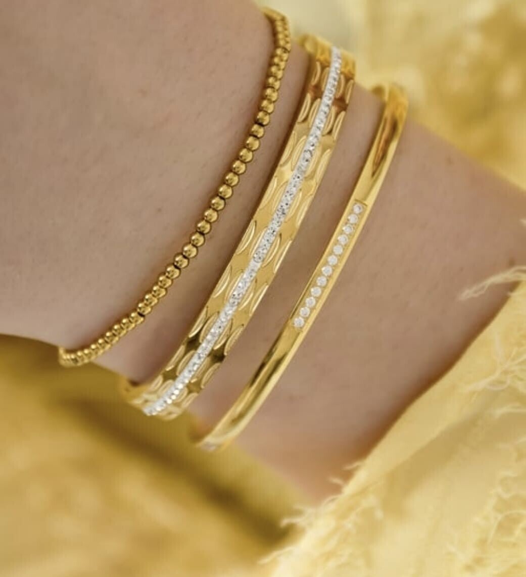 Brede bangle met glitter streep