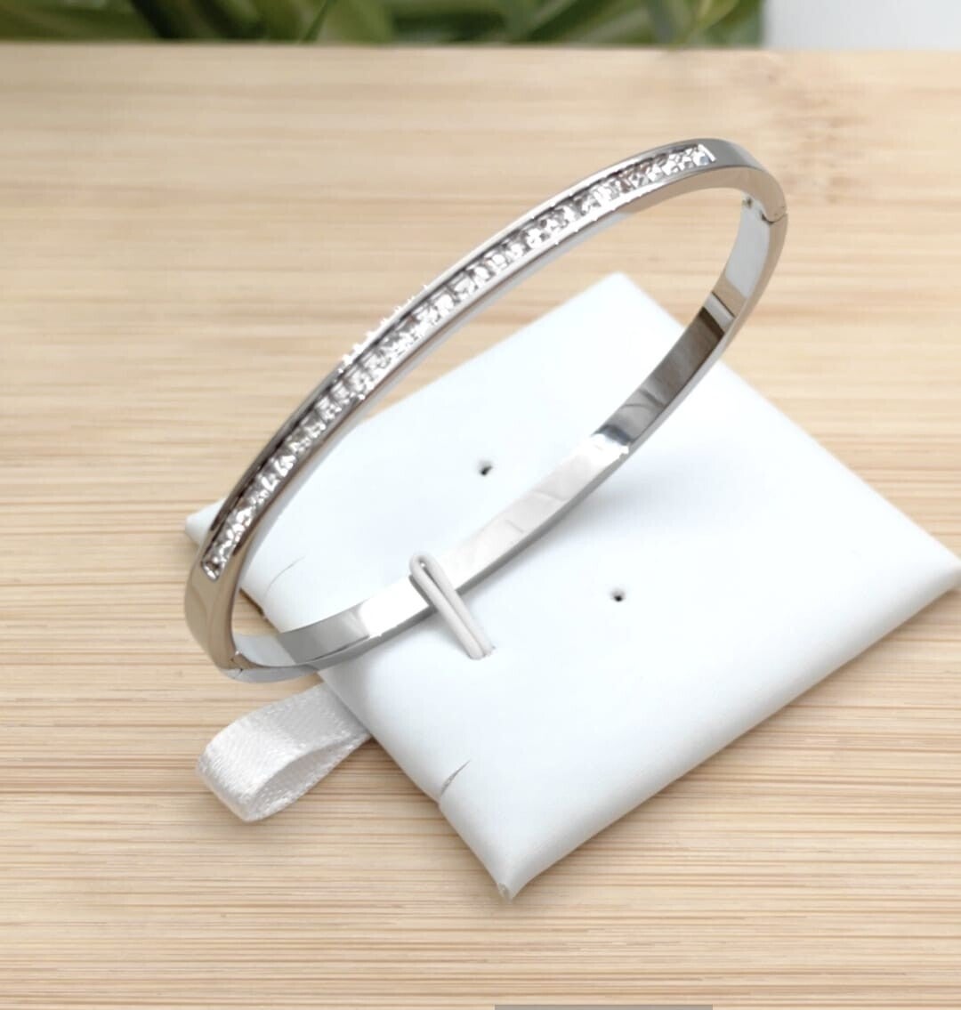 Zilveren glitter bangle