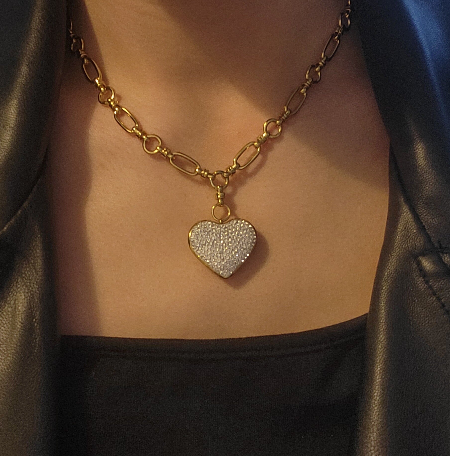 Glitter hartjes ketting - witte