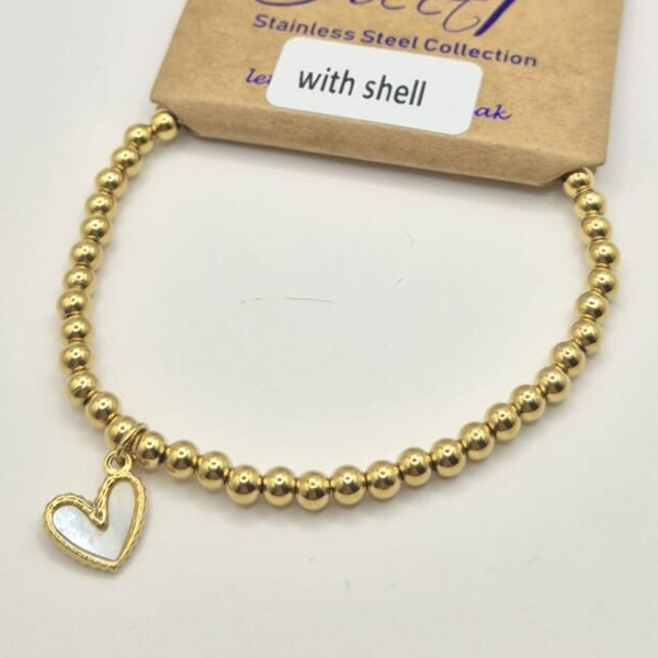 Gouden kralen armband met hartje