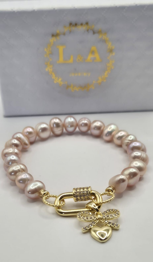 Paarse zoetwaterparel armband