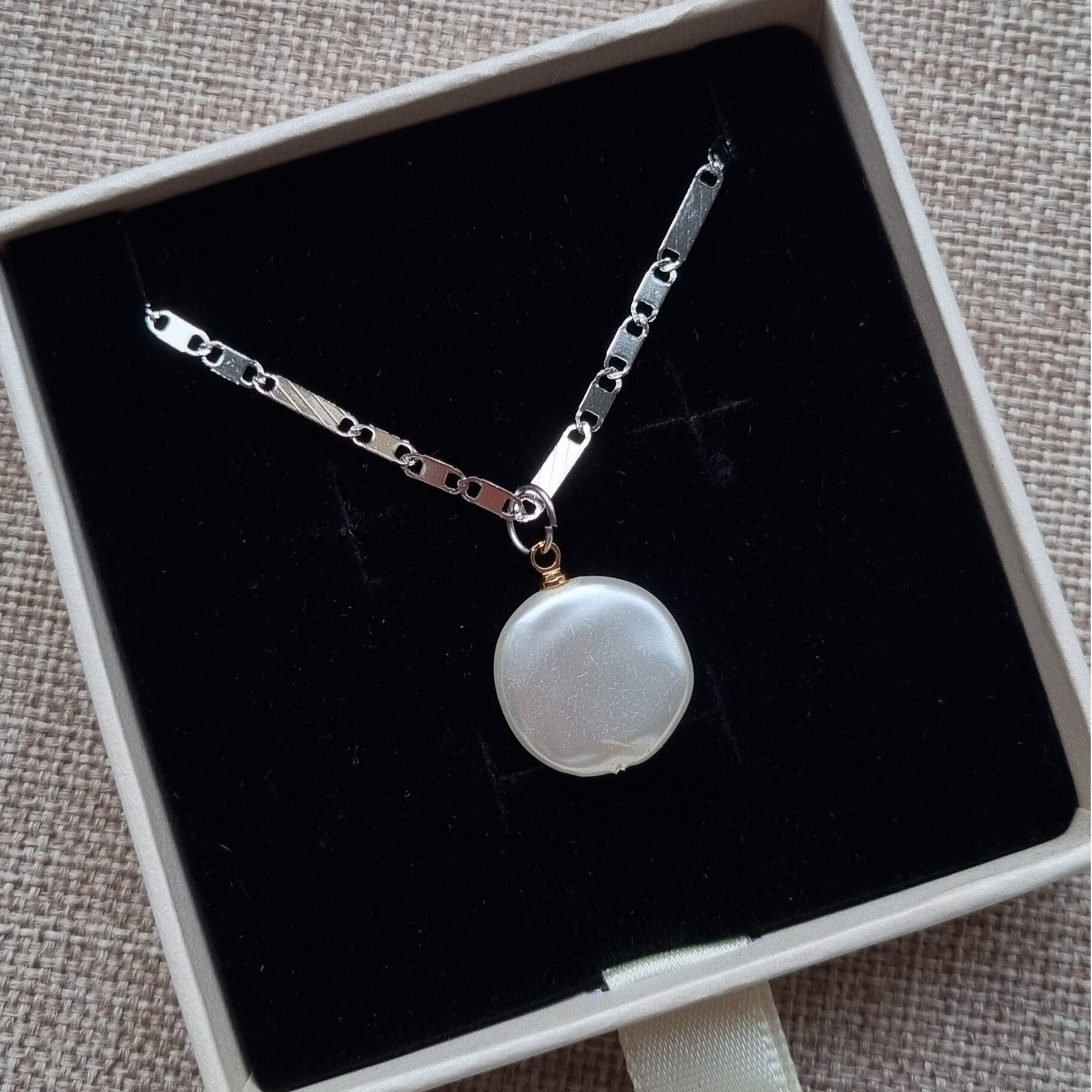 Stainless steel ketting met parel