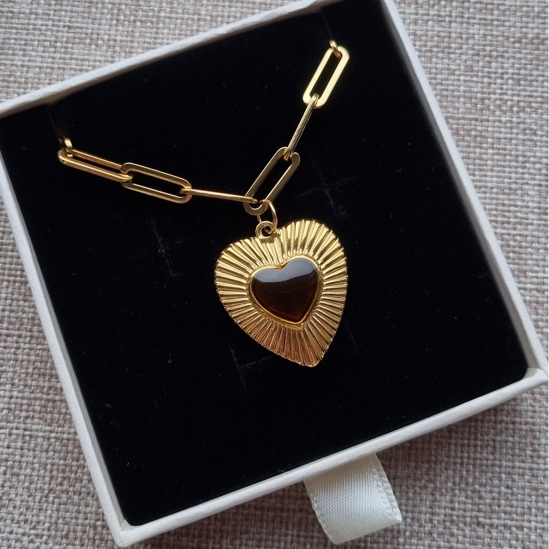 Statement ketting hart bruin