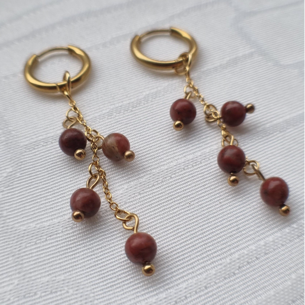 RVS oorbellen met kralen - HOLLY