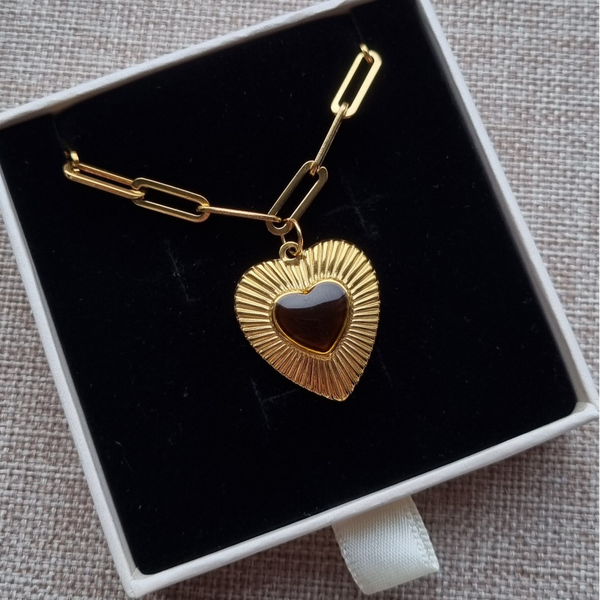 Statement ketting hart bruin