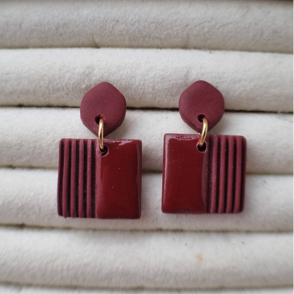 Polymeerklei oorbellen vierkant - LOU