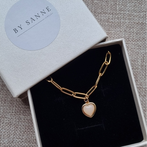 Stainless steel armband met hartje