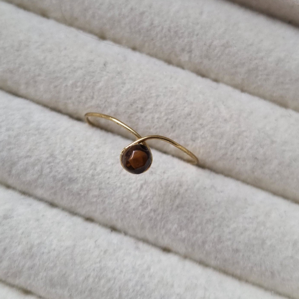 RVS hand gebogen ring met steentje - LOOP