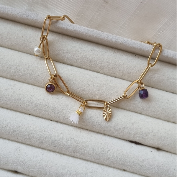 Stainless steel bedel armband - JOY