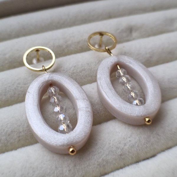 Polymeerklei oorbellen met kralen - VERA