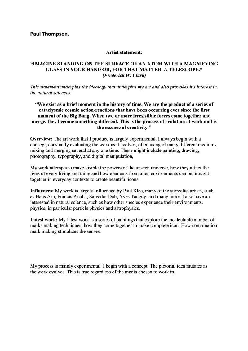 paul-thompsons-Artist Statement