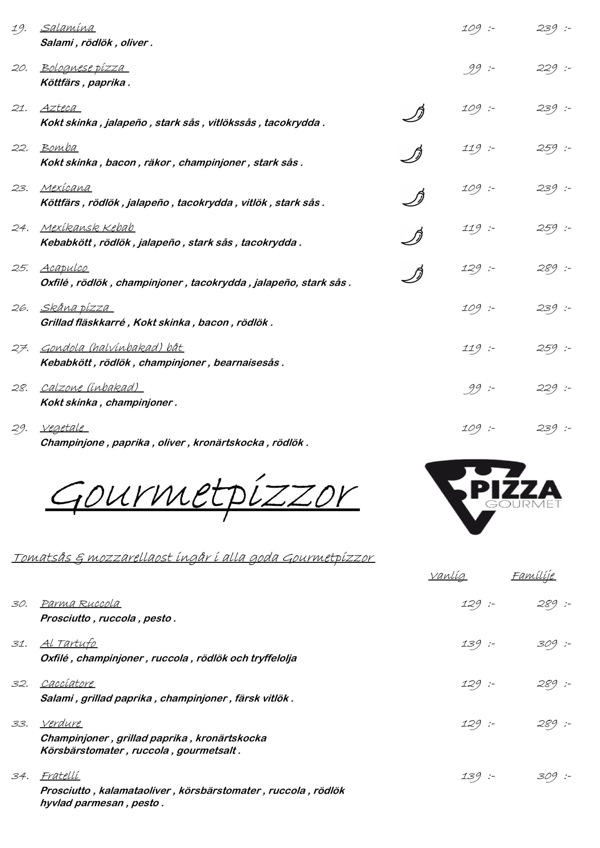 Pizza i  Tomelilla 