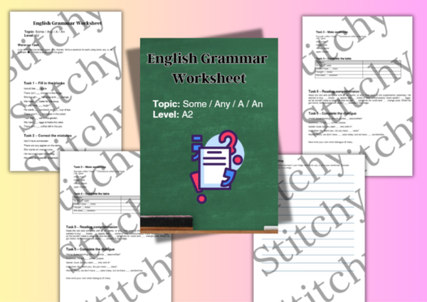 Karta pracy – Some / Any / A / An (język angielski, poziom A2)