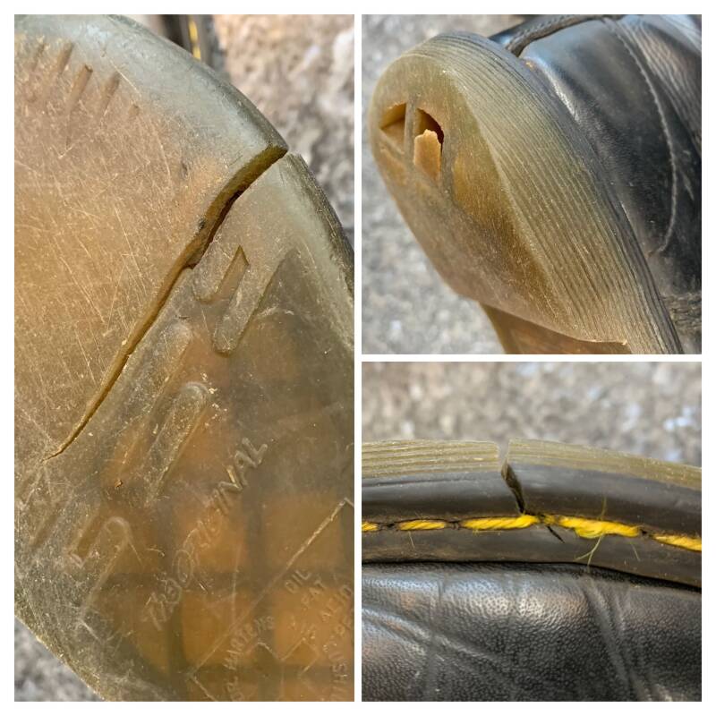 Dr. Martens scheur breuk versleten hak 