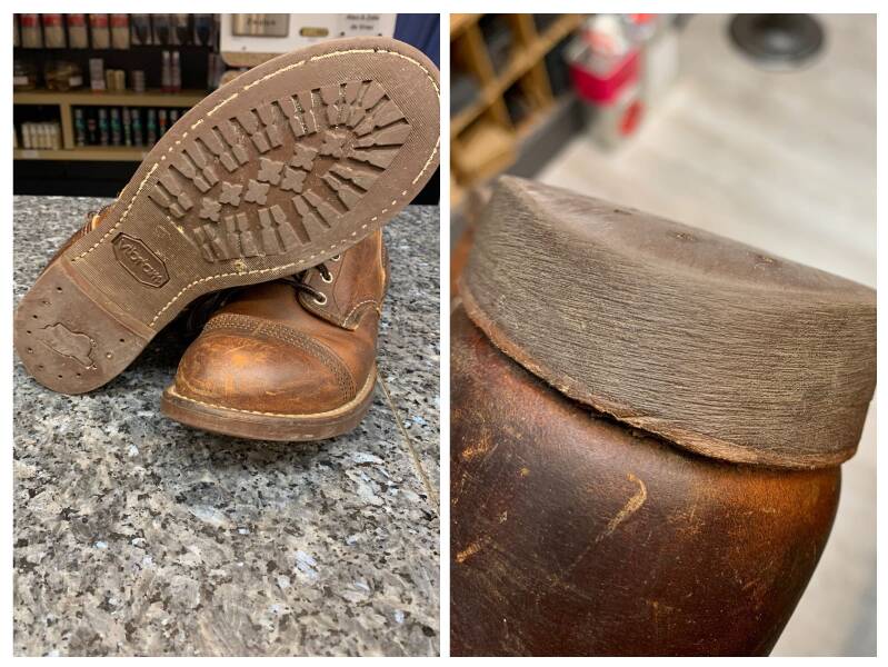 Versleten zool hak kapot redwing