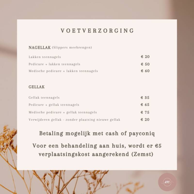 voetverzorging prijslijst deel 3