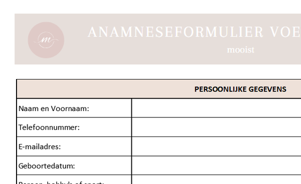 Template klantenfiche
