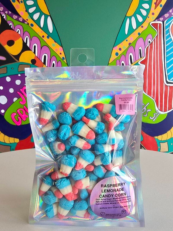 Raspberry lemonade candy corn