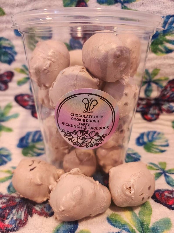 Chocolate chip cookie dough taffy