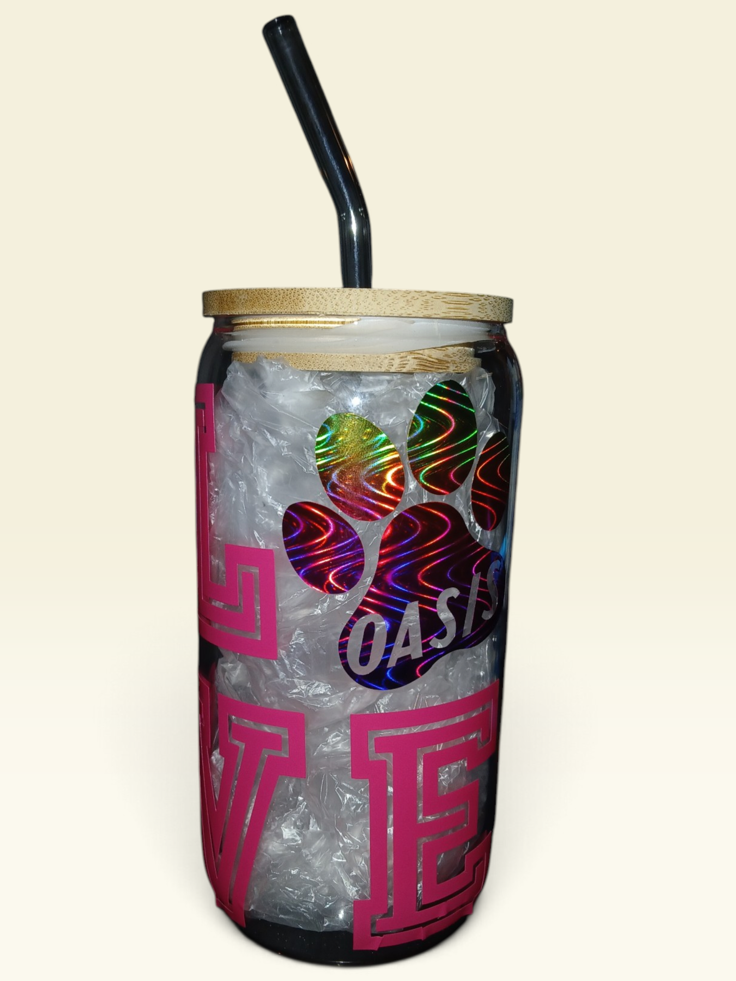 Verre paille - love rose