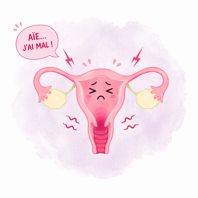 Illustration des douleurs pendant les rapports sexuels chez la femme (dyspareunie) avec utérus en souffrance