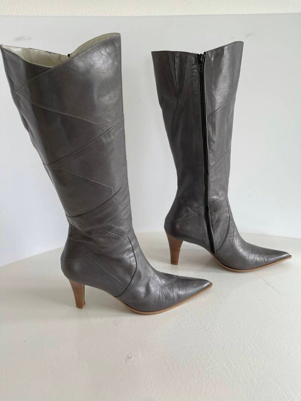 169) Manfield 41 grijs leren laarzen