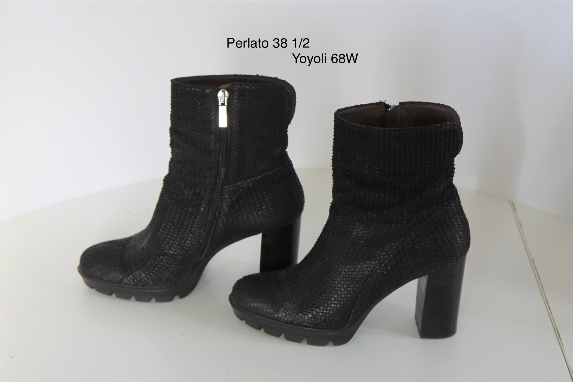 68W) PERLATO 38 1/2 zwarte leren slangleer enkellaarzen