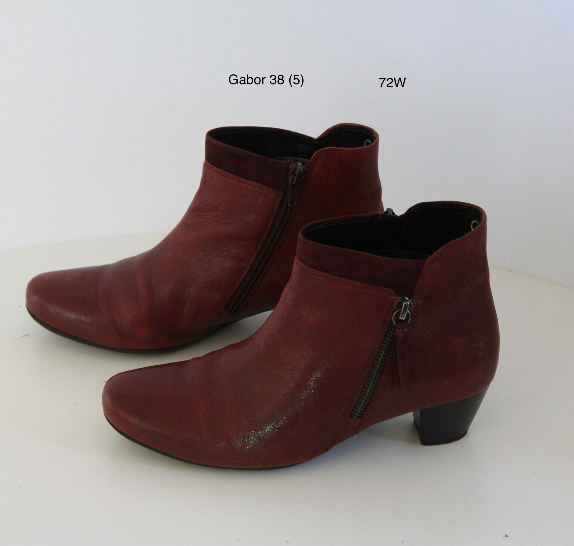72W) Gabor 5 (38) roodbordeaux leren enkellaarzen