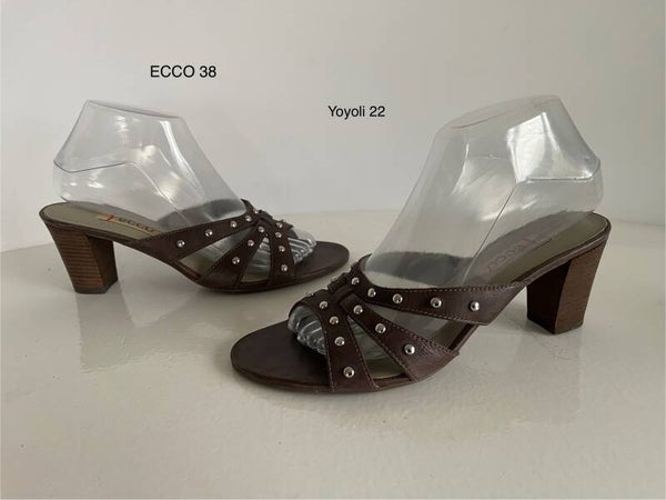 22) Ecco 38 bruin leren muiltjes met hak