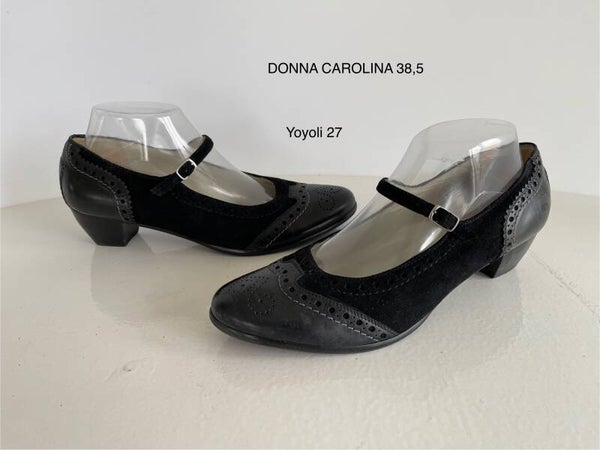 27) Donna Carolina 38,5 zwart leren schoenen met bandje