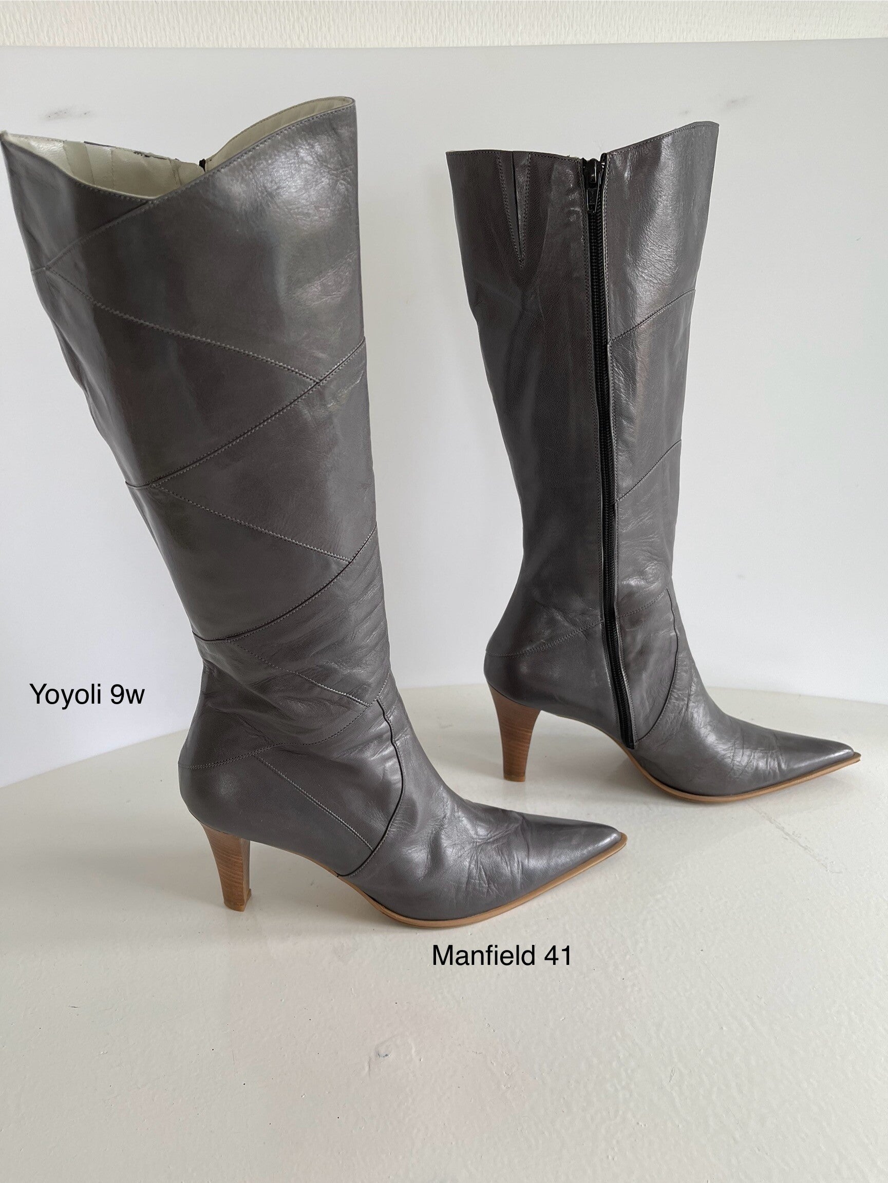 9W) Manfield 41 grijs leren laarzen