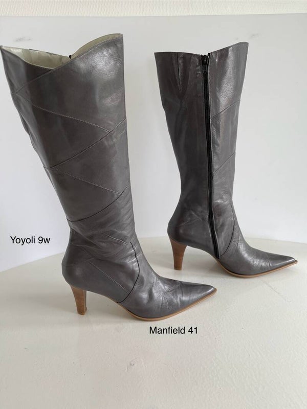 9W) Manfield 41 grijs leren laarzen